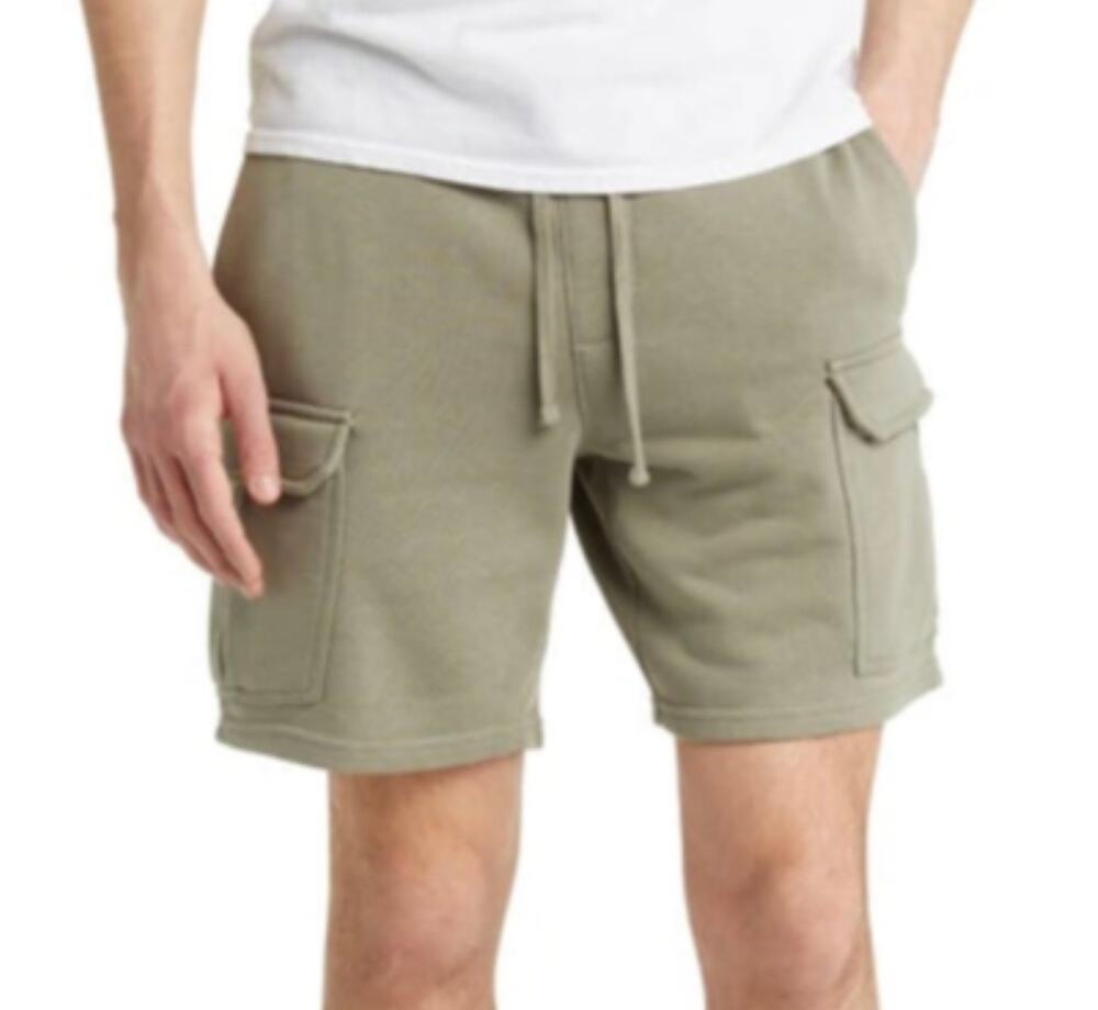 PacSun Relaxed Terry Cargo Shorts Olive Green Size M Medium Pockets